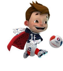 EURO 2016 mascot Super Victor with ball