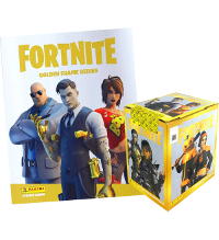 Panini Fortnite Golden Frame Series Stickers - German Album + Box with 50 packets