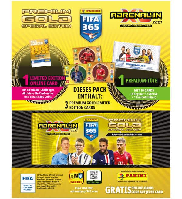 Panini Adrenalyn XL fifa 365 2021 1 X gold Booster 1 X Premium Booster