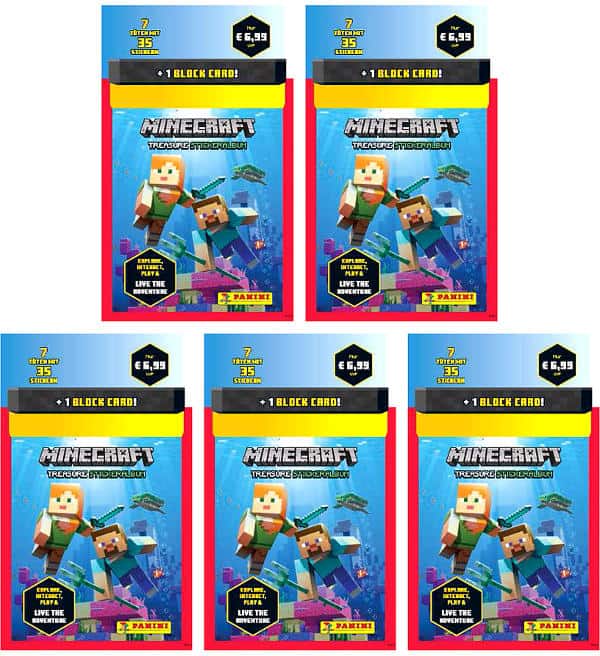 Panini Minecraft Treasure Stickers - 5 Blister with 180 Stickers