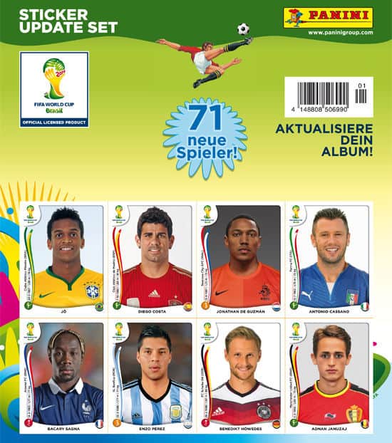 Panini World Cup 2014 Brazil stickers Complete Update Set of 71 Extra Stickers 