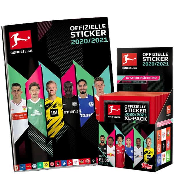Topps Bundesliga Stickers 2020/2021 Album + Box With 36 Packets